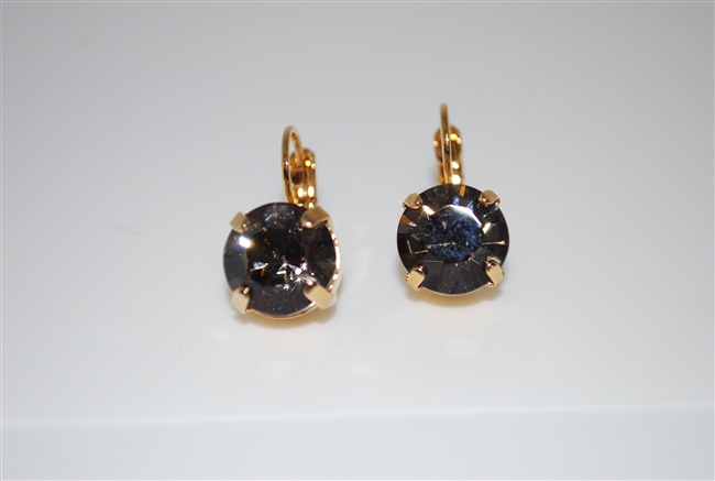 Mariana "Monarch" earring with Large SilverNight Swarovski Crystals from the Adeline Collection in Yellow Gold Plating