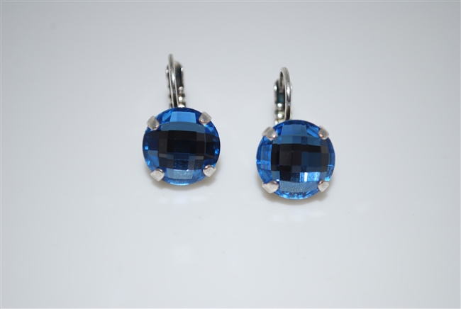 Mariana "Monarch" earring with Large Blue Crosscut Crystals and .925 Silver Plated (Mood Indigo Match)