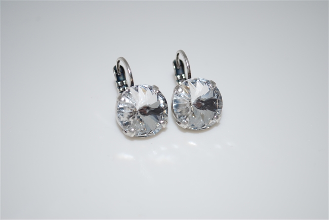 Mariana "Monarch" earring with Large Clear Rivoli Cut Crystals and .925 Silver Plated