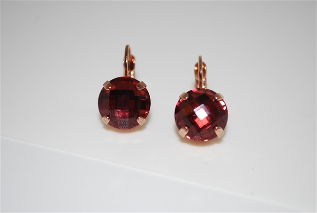 Mariana "Monarch" earring with Burgundy Facet Cut Swarovski Crystals and Rose Gold Plated