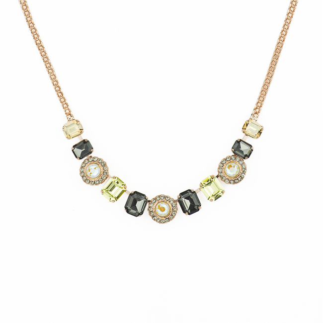 Emerald Cut and Cluster Necklace "Painted Lady"