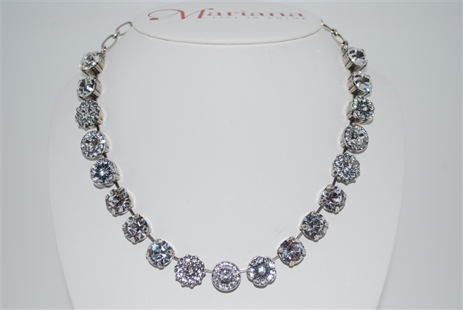 Mariana "Sophia" 19" Statement Flower Necklace from A Clear Day Collection with .925 Silver Plated