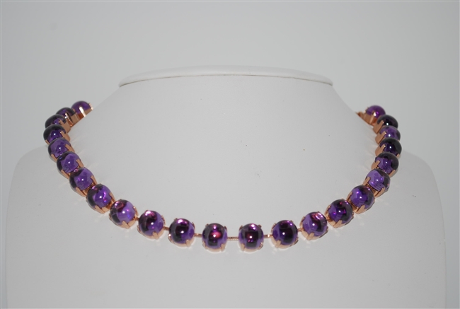 Mariana Necklace with Amethyst Mineral Stones with Rose Gold Plating