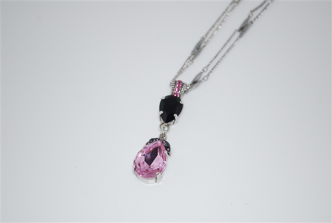 Mariana 15" Silver Chain with Rose and Jet Swarovski Crystals from the Peppermint Collection