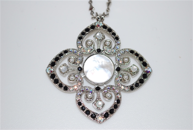 Mariana Clover Pendant with Crystals from the Blizzard Collection and Rhodium Plating