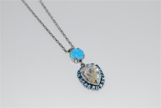 Mariana Tiara Drop Pendant with Swarovski Crystals from the Italian Ice Collection in Silver Plating