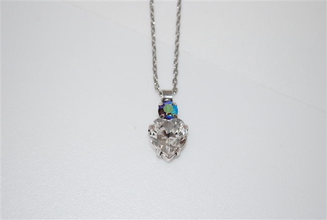 Mariana Crystal Heart Pendant from the Ice Collection with .925 Silver Plating