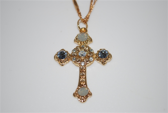 Mariana "Athena" Cross Necklace from the Seashell Collection made with Yellow Gold Plated