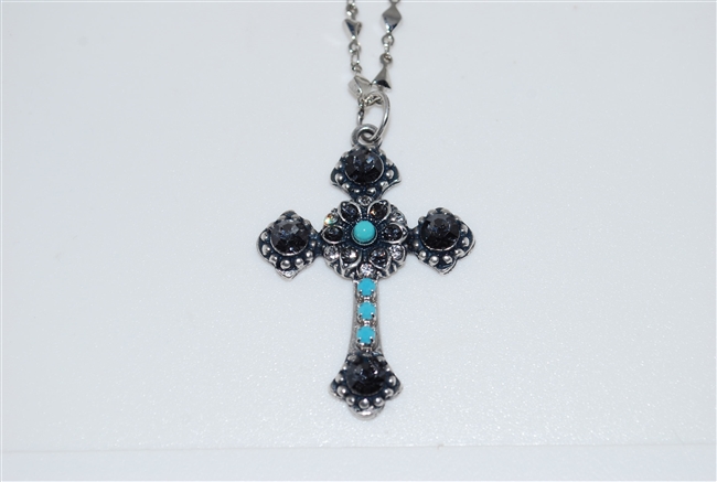 Long Mariana "Athena" Cross Necklace from the Zanzibar Collection made with Swarovski Crystals and Silver Plated