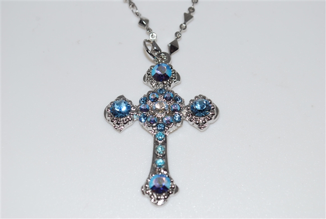 Long Mariana "Athena" Cross Necklace from the Italian Ice Collection made with Swarovski Crystals and Rhodium Plated