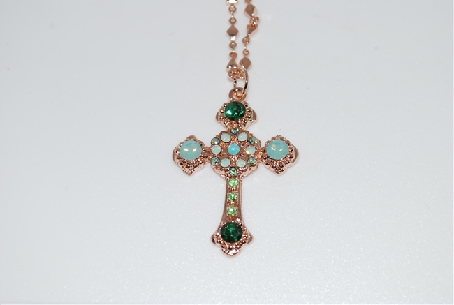 Long Mariana "Athena" Cross Necklace from the Fern Collection made with Swarovski Crystals and Rhodium Plated