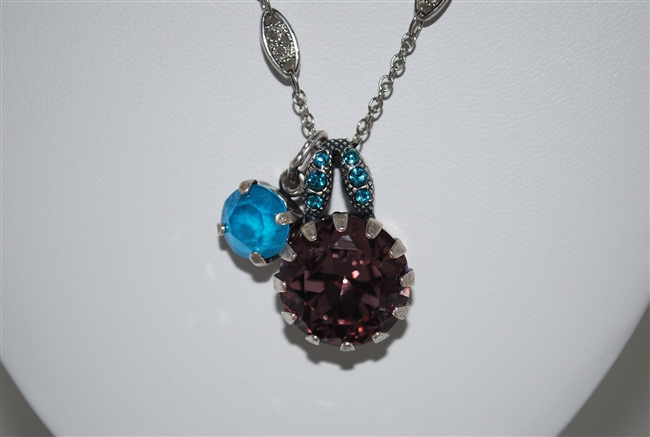 Mariana "Peacock" Pendant with Swarovski Crystal and 18" chain and .925 Silver Plated