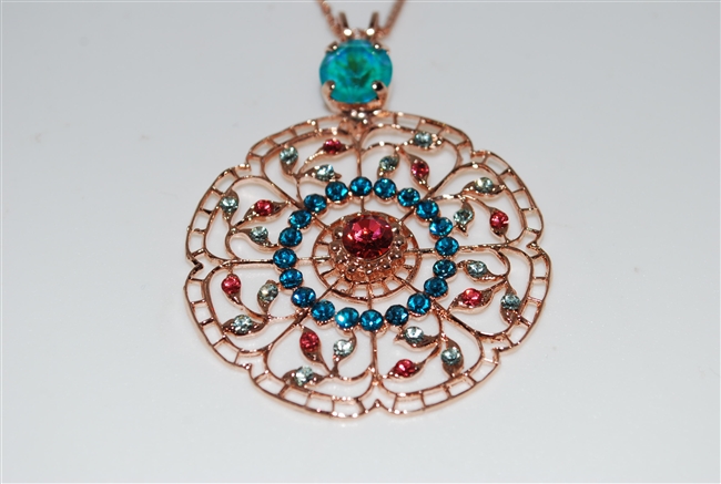 Mariana "Wisteria" Bird of Paradise Rose Gold Plated Filigree Flower Floral Large Statement Swarovski Crystal Pendant Necklace, 28"