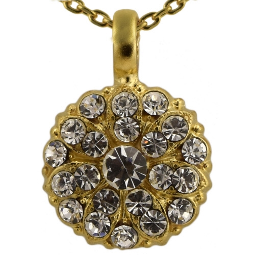 Mariana Guardian Angel Necklace Pendant from the On A Clear Day Collection with clear Crystals and Yellow Gold Plated.