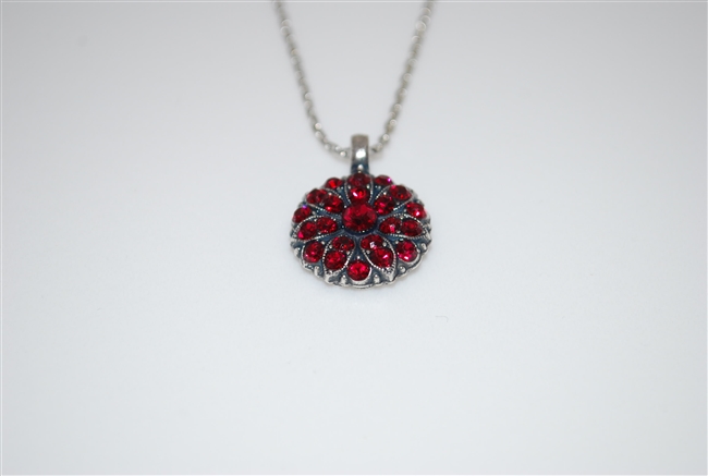 Mariana January Guardian Angel Pendant Necklace with Garnet Swarovski Crystals and .925 Silver Plated.