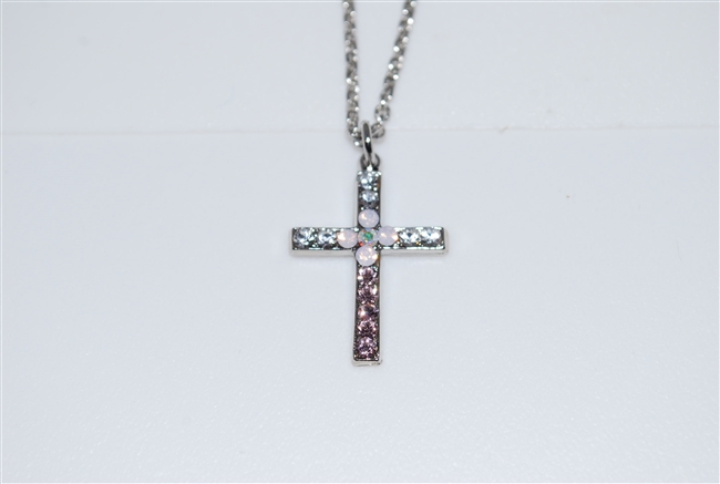 Mariana "Chapel Pendant" 16" Necklace with Cross Pendant with Swarovski Crystals from the Snowflake Collection and Rhodium Plated