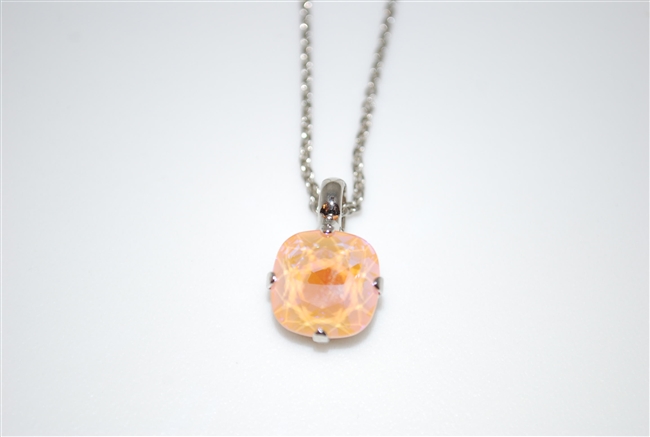 Mariana "Bijou" 15" Peach Sun Kissed Swarovski Crystal Pendant with 18" chain and rhodium Plated