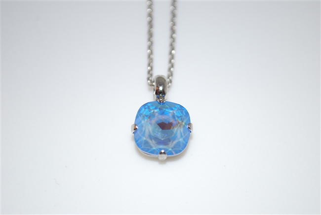 Mariana "Bijou" 15" Ocean sun kissed Swarovski Crystal Pendant with 18" chain and rhodium Plated