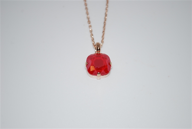 Mariana "Bijou" 15" Red Shadow Swarovski Crystal Pendant Necklace with 18" chain and Rose Gold Plated