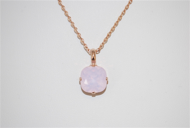 Mariana "Bijou" 15" Rosewater Opal Swarovski Crystal Pendant Necklace with 18" chain and Rose Gold Plated