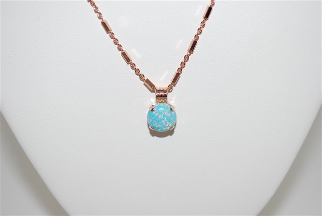 Mariana Green Opal Pendant with Swarovski Crystals with 16" chain and Rose Gold Plated