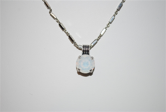 Mariana Pendant with Synthetic White Opal with 16" chain and .925 Silver Plated