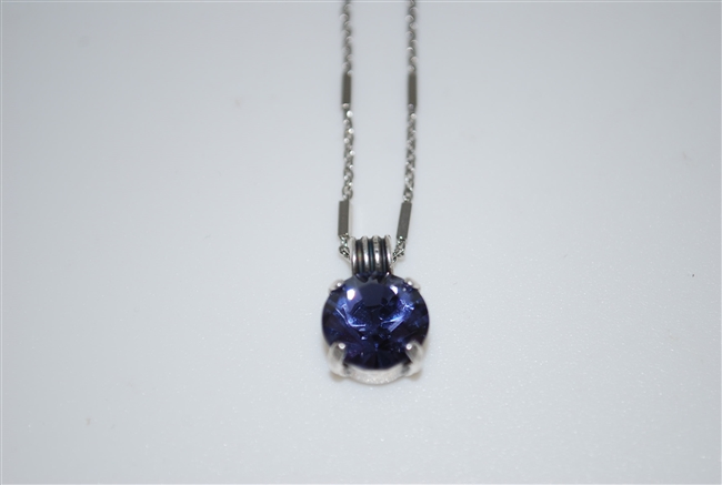 Mariana Pendant with Tanzanite Swarovski Crystal and 16" chain and .925 Silver Plating