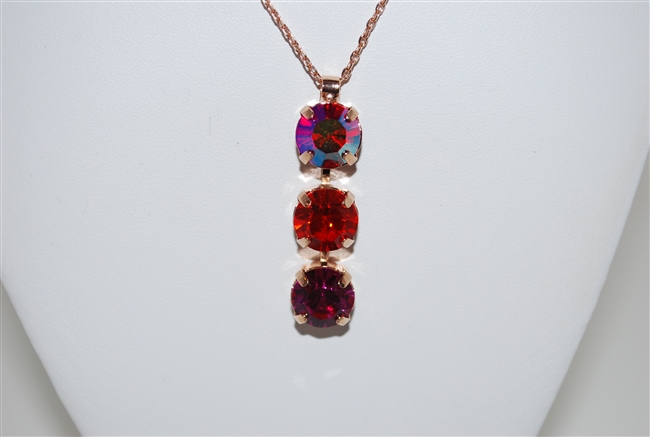 Mariana Triple Stone Pendant with Crystals from the Lady Marmalade Collection with Rose Gold Plating