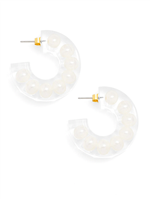 Open Hoop Clear Lucite Pearl Earring