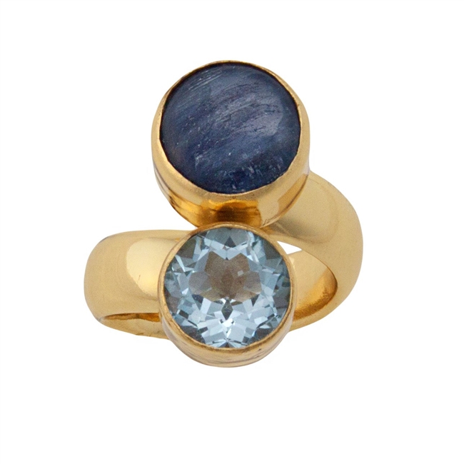 Charles Albert Alchemia Blue Topaz and Kyanite Adjustable Ring