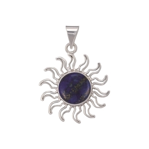 Charles Albert Fine Silver Lapis Lazuli Sun Pendant