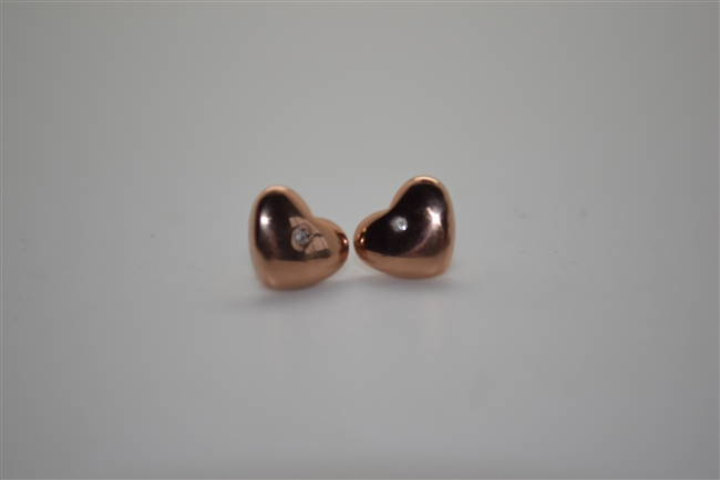 Qudo Stainless Steel Heart Earring Rose Gold