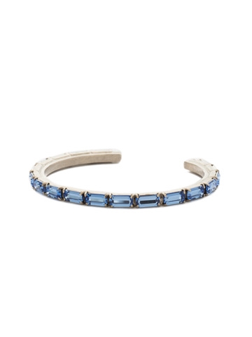 Sorrelli Sapphire Brilliant Baguette Cuff Bracelet Antique Silver