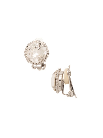 Sorrelli Crystal Cushion Cut Solitaire Clip On Earring