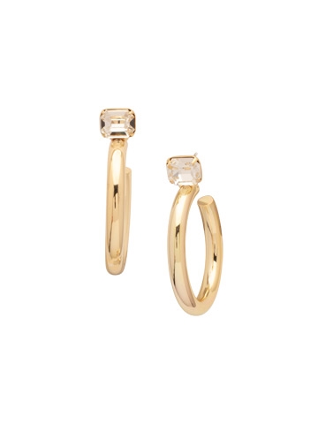 Sorrelli Crystal Keeley Emerald Cut Hoop Earrings Clear EFU6BGCRY