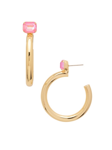 Sorrelli Light Rose Delight Keeley Emerald Cut Hoop Earrings