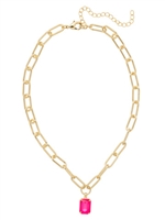 Sorrelli Electric Pink Nia Emerald Pendant Necklace