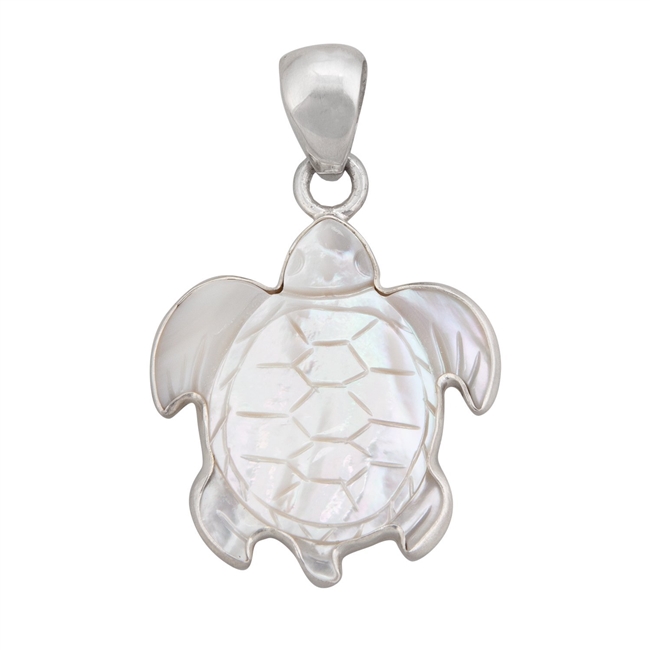 Charles Albert Sterling Silver Mother of Pearl Sea Turtle Pendant