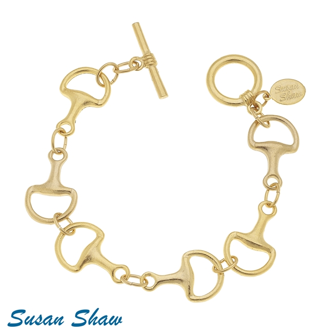 Susan Shaw Gold Horse Bit and Toggle Bracelet