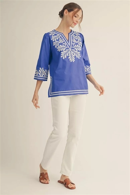 Embroidery Royal Blue Top