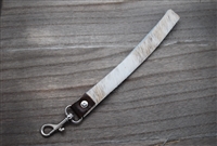 White and Light Gray Cowhide Key Ring Holder