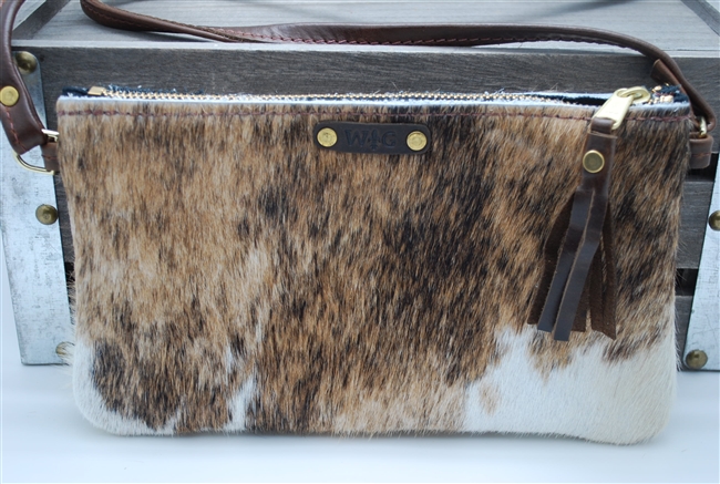 Tan, White and Black Mini Cowhide Crossover