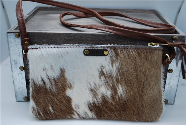 White and Brown Mini Cowhide Crossover