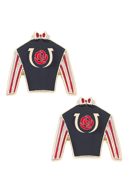 Kentucky DerbyÂ® Jockey Silk Enamel Stud Earrings in Black