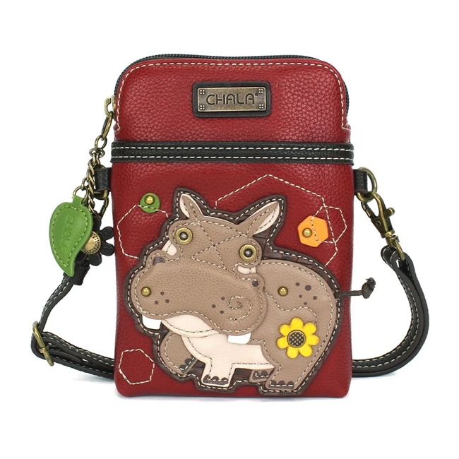 CHALA Hippo Crossbody Cell Phone Purse-Women Canvas Multicolor Handbag with Adjustable Strap