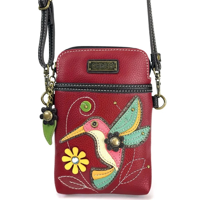 CHALA Hummingbird Crossbody Cell Phone Purse-Women Canvas Multicolor Handbag with Adjustable Strap