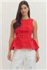 Red sleeveless peplum top