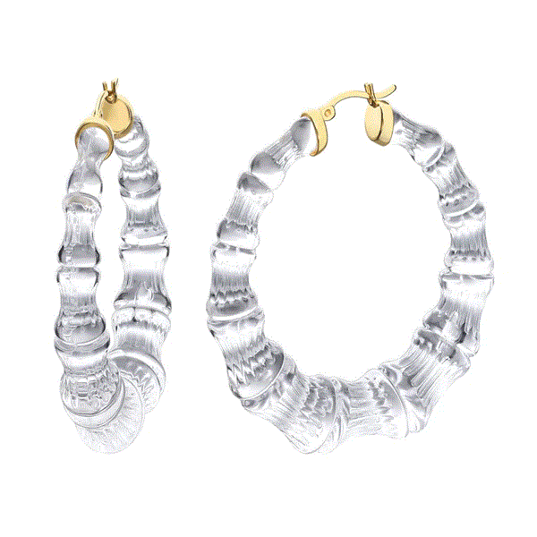 Honey and Gold Clear Bamboo Lucite Hoops