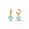 Julie Vos Nassau Hoop & Charm Earrings Iridescent Capri Blue