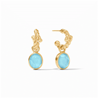 Julie Vos Nassau Hoop & Charm Earrings Iridescent Capri Blue